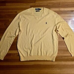 Polo by Ralph Lauren XL Men's Light Yellow V-Neck Sweater